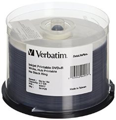 Verbatim DVD+R 16x full size white inkjet printable (P/N:94917)